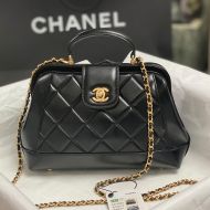 Chanel AS4959 Small Flap Doctor Handbag with Chain in Shiny Calfskin Black