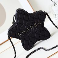 Chanel AS4579 Small Star Chain Crossbody Bag with Chanel Logo in Satin Black