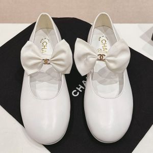 Chanel Bow Mary Janes with Pearl Buckle Women Calfskin White