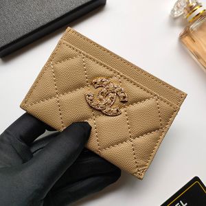 Chanel AP2737 Card Holder with Crystal Logo in Grained Calfskin Khaki