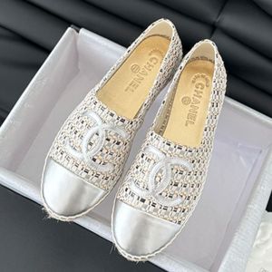 Chanel Espadrilles Women Raffia and Lambskin Silver