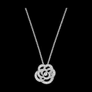 Chanel Fil De Camelia Necklace with Diamond Embellishment in 18K White Gold Silver