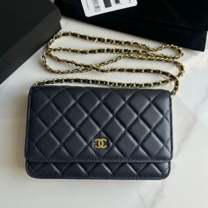 Chanel Flap Clutch with Chain in Lambskin Blue/Gold