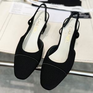 Chanel G31318 Slingback Pumps Women Cotton and Silk Black