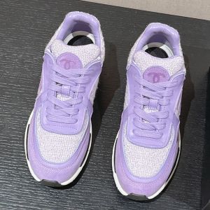 Chanel G39066 Sneakers Women Wool Tweed and Suede Calfskin Purple