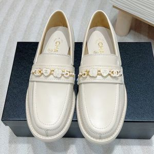 Chanel G45785 Moccasins with Heart Logo Flower 5 Women Calfskin Beige