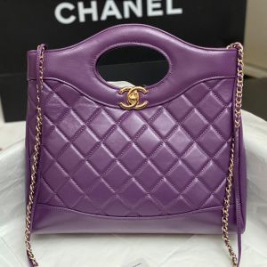 Chanel AS4853 Large 31 Shopping Bag in Shiny Crumpled Calfskin Purple