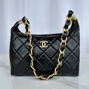 Chanel AS4912 Large Hobo Bag with Chunky Chain Strap in Lambskin Black