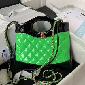 Chanel AS4133 Mini 31 Shopping Bag in Patent Leather Green/Black