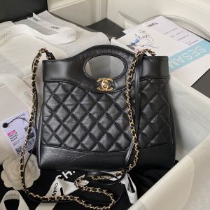 Chanel AS4133 Mini 31 Shopping Bag in Shiny Crumpled Calfskin Black