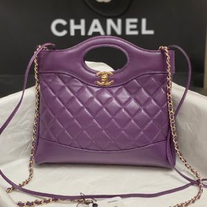 Chanel AS4133 Mini 31 Shopping Bag in Shiny Crumpled Calfskin Purple