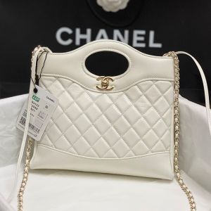 Chanel AS4133 Mini 31 Shopping Bag in Shiny Crumpled Calfskin White