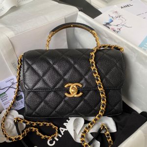 Chanel AS3982 Mini Carry Me Flap Handbag in Grained Calfskin Black