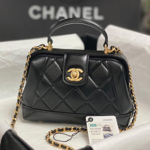 Chanel AS4109 Mini Flap Doctor Handbag with Chain in Shiny Calfskin Black