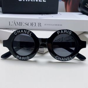 Chanel Round Sunglasses with Chanel Paris Print in Acetate