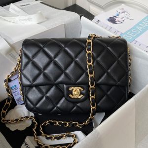 Chanel AS4264 Small Classic Flap Crossbody Bag with Quilted Logo in Lambskin Black