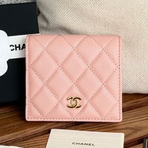 Chanel Small Flap Bifold Wallet in Grained Shiny Calfskin Pink