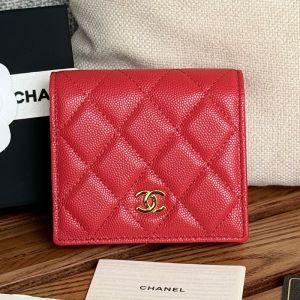 Chanel Small Flap Bifold Wallet in Grained Shiny Calfskin Red