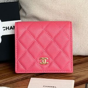 Chanel Small Flap Bifold Wallet in Grained Shiny Calfskin Rose