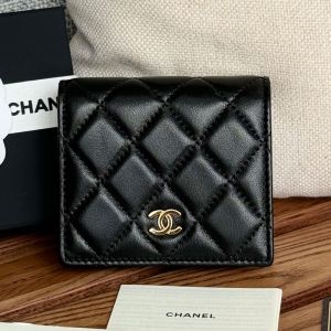 Chanel Small Flap Bifold Wallet in Lambskin Black/Gold