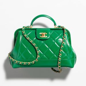 Chanel AS4959 Small Flap Doctor Handbag with Chain in Shiny Calfskin Green