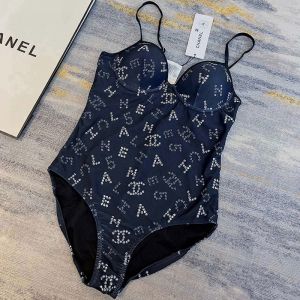 Chanel Swimsuit with Chanel Logo No 5 Motif Women Lycra Black